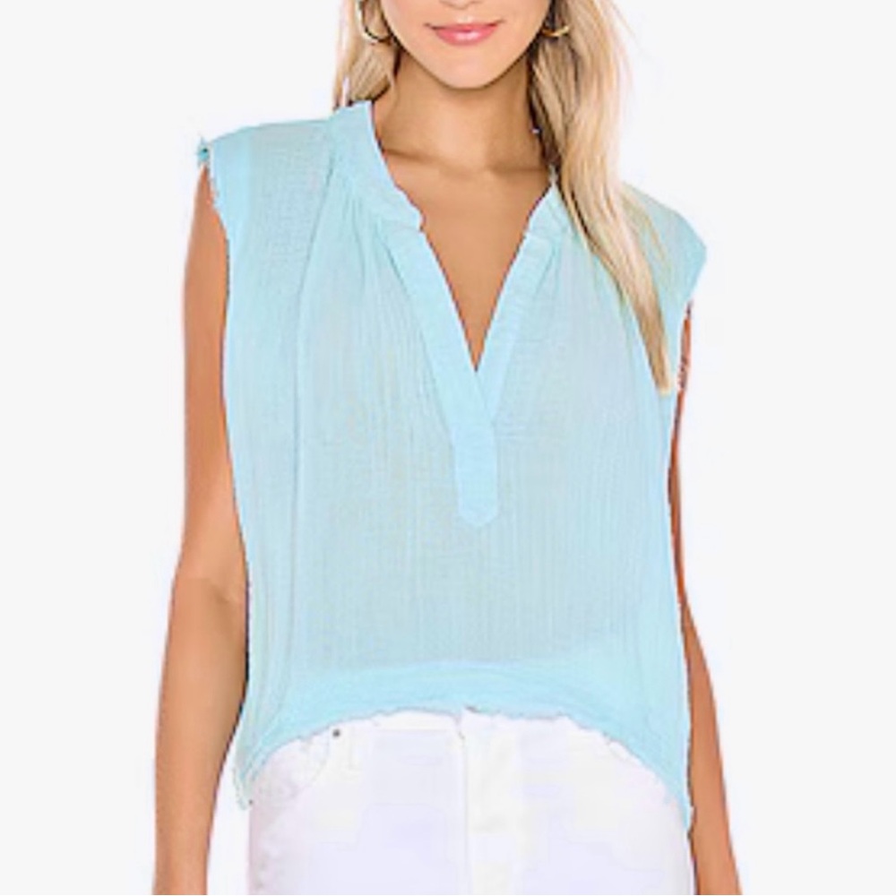 Sleeveless V-Neck Women’s Top in Light Blue